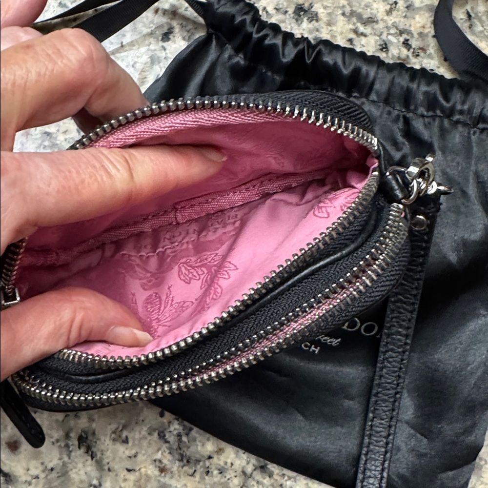 My Flat in London Black and Silver Embellished Wristlet and satin Bag - Picture 9 of 9
